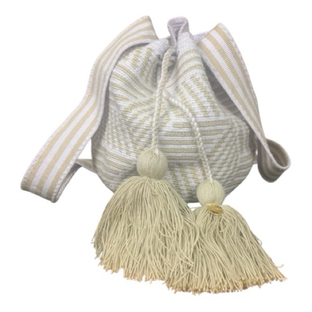 Lombia Handmade Ivory Beige Whyuu Colombian Crossbody Shoulder Bag Boho Medium